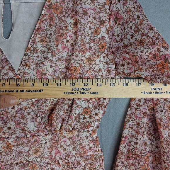 Japna Dress Women's Medium Long Sleeves V-Neck Pink Feminine Layered Boho - Picture 11 of 13